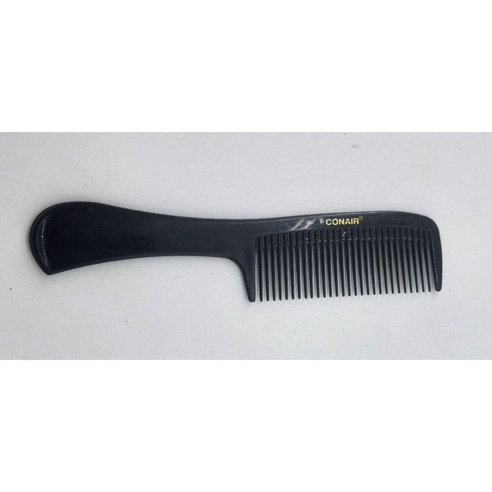 Conair Vintage Wide Tooth Hair Comb Plastic Handle Detangler Black 70s Pocket 8"